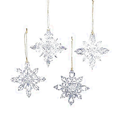 Kurt Adler Acrylic Snowflake Ornament Set OF 12 for Christmas