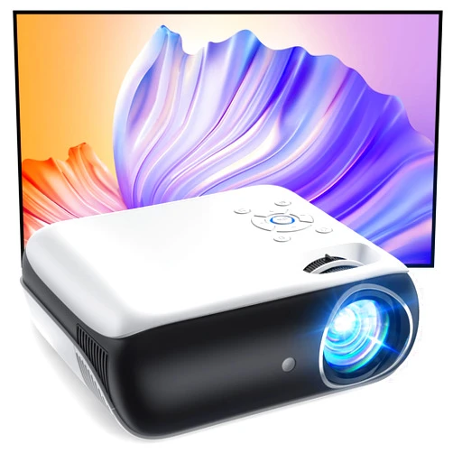 HAPPRUN Projector, Native 1080P Bluetooth Projector, Portable Outdoor Movie Projector, Full HD Mini Projector with Speaker for Home Bedroom, Compatible with Smartphone,HDMI,USB,AV,Fire Stick,PS5