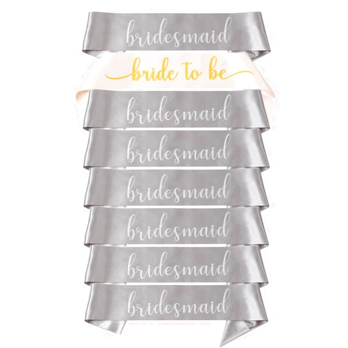 YYYJ Bachelorette Bridesmaids Bride Tribe Sashes-8 Pack Silver Gray Bachelorette Party Sashes Bridal Shower Gifts