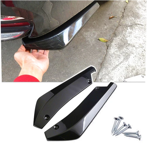 Tobenbone 2 PCS Rear Bumper Canard Diffuser, Anti-Collision Front Bumper Lip Protector Kit, Universal Car Body Decoration Strip for Lip Splitter Valence Spoiler Side Fender Skirt Lip (Black)