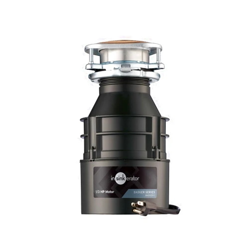 InSinkErator Garbage Disposal with Power Cord, Badger 1, Standard Series, 1/3 HP Continuous Feed, Black