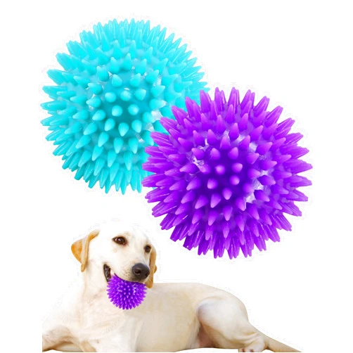 Pweituoet 3.5” Spike Dog Balls with Squeaky, Thicker and Durable, 2 Pack Dog Chew Toys Clean Teeth Training for Puppy Small Medium Large Dogs, Dog Ball Toys for Aggressive Chewers