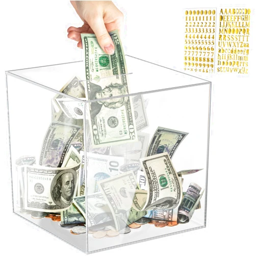 Vcertcpl Piggy Bank for Adults Must Break to Open, Vcertcpl Acrylic Clear Piggy Bank Money Saving Box for Cash Saving, Unopenable Adults Piggy Bank for Real Money Bank Coin Bank Change Jar (Clear, 12x12CM)