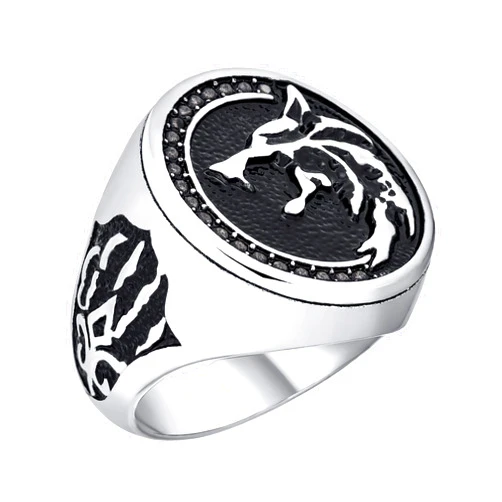 Bling Jewelry Personalize Hunter Animal Norse Viking Warrior Signet Fierce Roaring Big Wolf Head Coin Ring or Pendant for Men Oxidized Stainless Steel Customizable