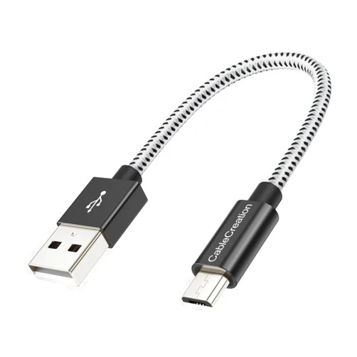 CableCreation Short Micro USB Cable, USB to Micro USB 24 AWG Triple Shielded Fast Charger Cable, Compatible with PS5/PS4, Raspberry Pi Zero, Chromecast, Phone, 0.5FT/6 inch Black