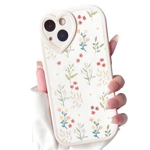 Lovmooful Compatible for iPhone 13 Case Cute Oil Flower Floral Leaf with Love Lens Bumper Protector for Girls Women Soft TPU Shockproof Protective Girly for iPhone 13-Red Flower&Leaf