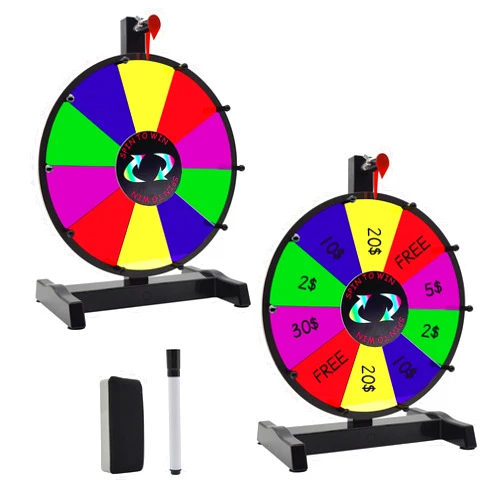 SCZS 12 Inch Spinning Prize Wheel, Heavy Duty Base with 10 Slots Color Tabletop Spinner, Spin The Wheel for Carnival, Trade Show and Win Fortune Spin Games (2-Pack)