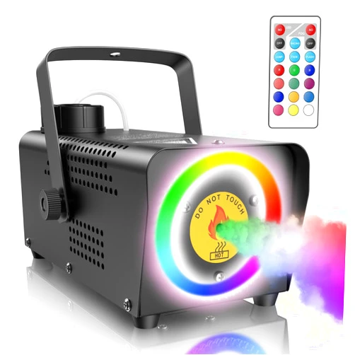 Fansteck Smoke Machine, Fog Machine with 45 LED Lights, 500W and 2000CFM Fog with Wireless Remote Control Portable for Outdoor, Parties, Stage Effect, Indoor, Disco, Halloween,Wedding, RGB lighting
