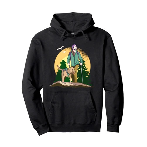 Wandern Natur Bergsteiger Geschenke Hiking women with the dog landscape hiking Pullover Hoodie