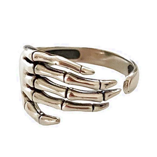 FEITIANWUGONG Skeleton Hand Palm Rings For Women Opening Adjustable Vintage Five Claws Hip Hop Street Style Cool Unisex Party Jewelry