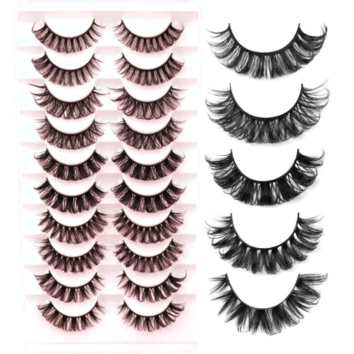 Yawamica Eyelashes Russian Volume Strip Lashes 5 Styles Mixed Natural Wispy D Curly Mink False Eyelashes Look Like Extensions 10 Pairs by Yawamica