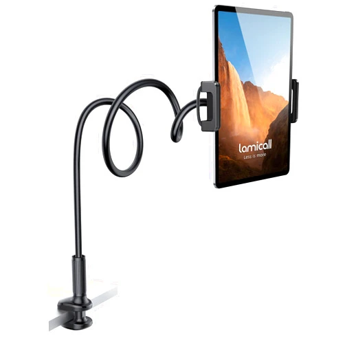 Lamicall Gooseneck Tablet Mount Holder for Bed - Flexible Tablet Arm Clamp for Bed Compatible with Pad Mini 7.9, Air 9.7, Pro 10.5, Kindle, Switch, Galaxy Tabs, More 4.7-11