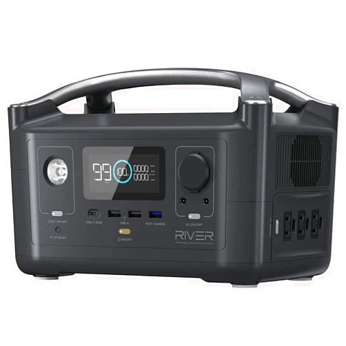 EF ECOFLOW RIVER 288Wh Portable Power Station,3 x 600W(Peak 1200W) AC Outlets & LED Flashlight, Fast Charging Silent Solar Generator (Solar Panel Optional) for Emergencies Home Outdoor Camping RV