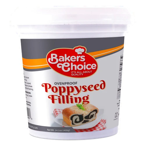 Baker's Choice Poppy Seed Filling Pastry Filling, 14 oz. - Creamy Spread and Topping for Cakes and Desserts - Baking and Cooking Ingredient - Kosher, Dairy Free & Vegan - By Baker's Choice