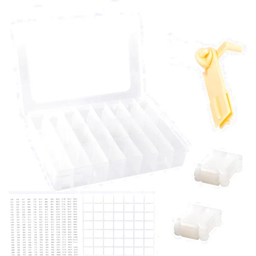 Epesl Embroidery Floss Organizer, Cross Stitch Thread Storage Box Tools - Bobbin Winder, 1 Removable 24 Compartments with 40 Hard Plastic Floss Bobbins and Stickers for Craft DIY Embroidery Sewing Storage