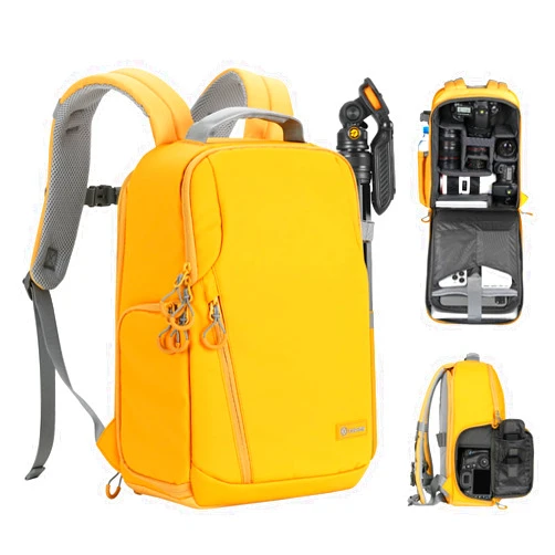 TARION Camera Backpack Waterproof Bag - DSLR Camera Bag with 14in Laptop Compartment Rain Cover, Professional Travel Photography Backpack for Photographers, SLR, Camera Lens, TR-L, Yellow