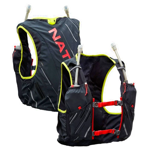 Nathan Hydration Race Vest. 4L Pinnacle Hydration Pack with Two 20oz Hydration Soft Flask, Water-Resistant Pockets, Lightweight & Moisture Wicking