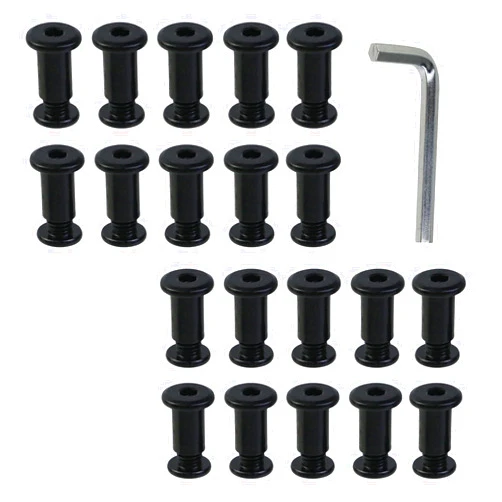 Oedema 20 Sets M8×8mm Black Chicago Screws Binding Post Screw Stainless Steel Socket Cap Screws for Photo Album, Chair, Desk, Φ10×16mm