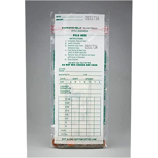 CASHIER DEPOT YOUR ONE STOP SHOP FOR ALL CASHIER'S NEEDS 1000 Cashier Depot Clear Deposit Bags, 5