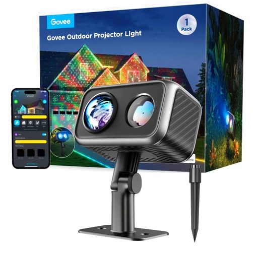 Govee Outdoor Projector Light, Laser and Aurora Star Projector Light for Indoor and Outdoor Decor, 16 RGB Patterns, RGBW Aurora, 51 Scene Modes, Works with Alexa, Google Assistant, Matter