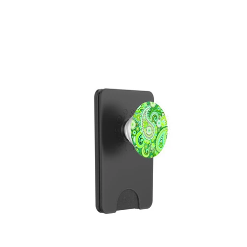 Floral Art Posh Paisley Pop Patterns MerchMade4You Paisley Flowered Pattern Artistic Sea Green Mint Lime Teal PopSockets PopGrip: Swappable Grip for Phones & Tablets PopSockets PopWallet for MagSafe
