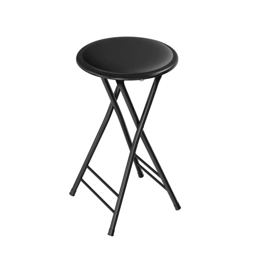 Lavish Home Folding Stool - Backless 24-Inch Stool with 225lb Capacity for Kitchen or Rec Room - Portable Indoor Counter Bar Stools (Black)