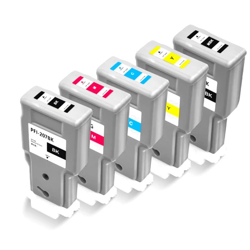 YOUEXPERT PFI-207 300ML Pigment Ink Tank Set Replacement for Canon PFI207 PFI-207MBK PFI-207BK PFI-207C PFI-207M PFI-207Y Ink Cartridge High Capacity for IPF680, 685, 780, 785 Printers (MBK, BK, C, M, Y, 5Pcs)