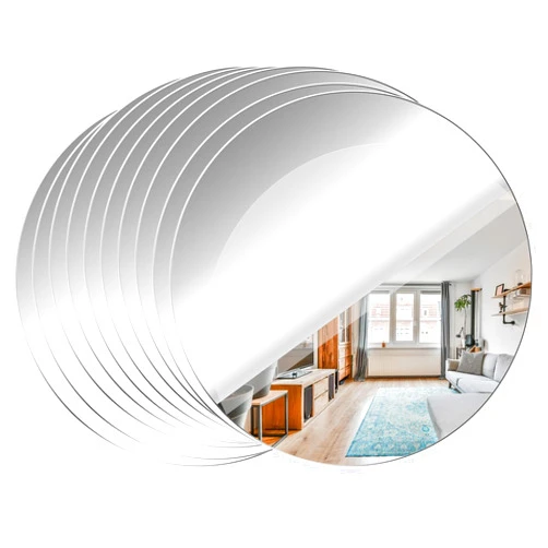 Fantasyon 10 Pieces Flexible Round Mirror Sheets, Self Adhesive Decorative Plastic Mirror Tiles Non-Glass Mirror Stickers for Wedding Table Centerpiece and Home Wall Decor (4 inch)