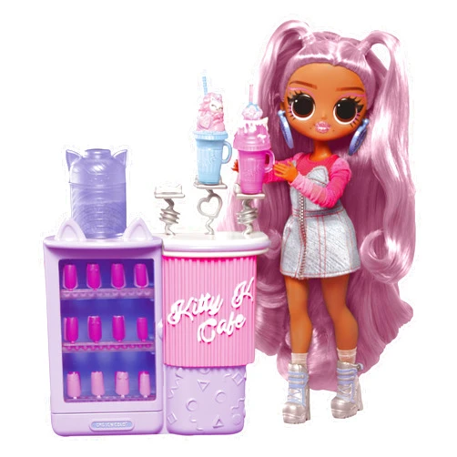 L.O.L. Surprise! LOL Surprise OMG Sweet Nails – Kitty K Café with 15 Surprises, Including Real Nail Polish, Press On Nails, Sticker Sheets, Glitter, 1 Fashion Doll, and more! – Great Gift for Kids Ages 4+