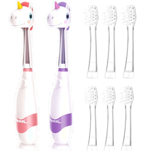 Papablic Toddler Sonic Electric Toothbrush with Covers for Babies and Toddlers Ages 1-3 Years, Doris Bundle with Arya