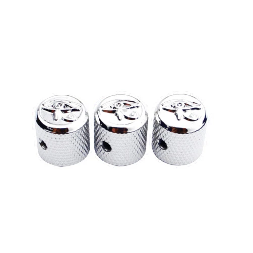 Guyker Guitar Bass Potentiometer Control Knobs with 6mm Dia. Shaft Pots - Zinc Alloy Eye of Horus Style Top Dome Speed Tone Volume Knob Replacement Part - Chrome, 3 PACK