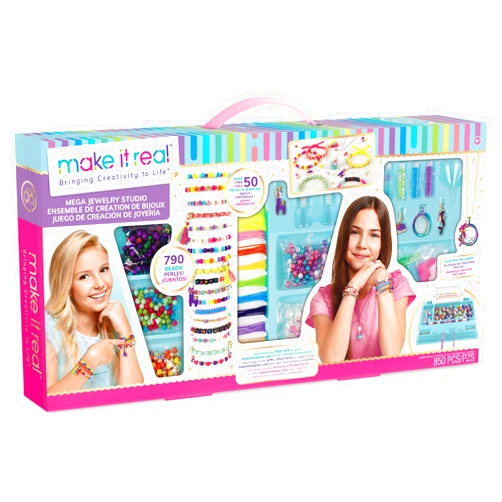 Make it Real - Mega Jewelry Studio - DIY Bead Necklace and Bracelet Making Kit for Tween Girls - Arts and Crafts Kit with Beads and Charms for Unique Jewelry Making - Includes Case