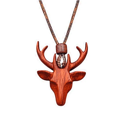 HDCKC Wooden Deer Antler Necklace for Women,Handmade Cute Reindeer Animal Pendant Moose Christmas Jewelry Gifts