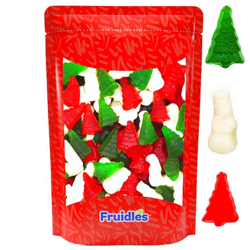 Fruidles Christmas Snowmen & Trees Gummi Candy, Delicious Gummies, Fun and Festive Holiday Snacking, Party Favor (1 Pound)