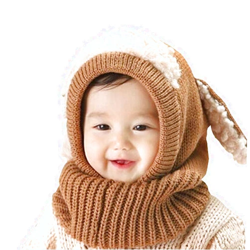 XYX Scarf Woolen Earflap Hood Warm Skull Knit Caps，Crochet Earflap Pilot Hats Beanie Cap for Toddlers Baby Girls and Boys