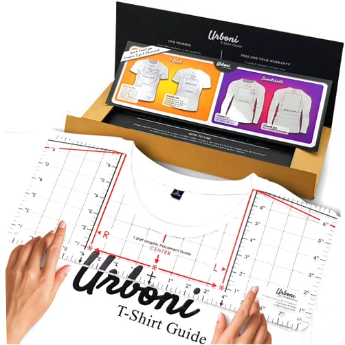 Urboni Tshirt Ruler Guide for Vinyl Alignment, Shirt Measurement Tool Placement Center Design, DTF Template, Left Chest Logo Pocket, Accessories for Cricut, Heat Press Sublimation Iron on HTV Transfer