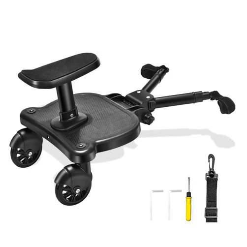 CozyGoo Universal Stroller Board, Buggy Board with Detachable Seat, 2in1 Sit and Stand Stroller Board, Stroller Board Attachment for Toddler, Holds Children Up to 55lbs, Suitable for Most Strollers
