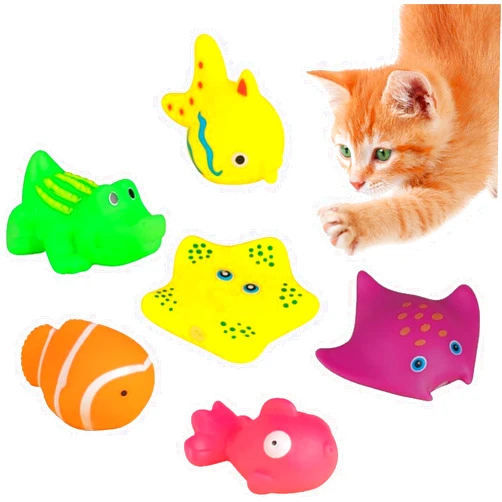 Labriciyon 6 Pcs Pool Cat Interactive Toy, Cat Floating Water Toy, Cat Pool Toys, Pet Kitten Swimming Bathing Fish Toy,cat Bath Toys,cat Sensory Toys, for Cats for Endless