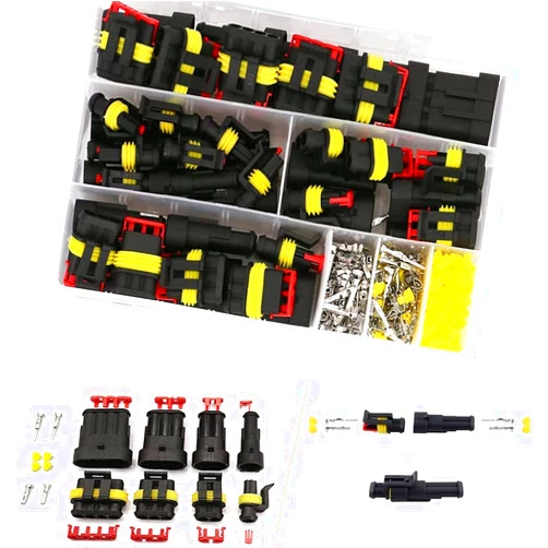 MUYI 384PCS Electrical Connectors Kit, 1/2/3/4 Pin Automotive Electrical Wire Connector Plug Car Electrical Connector Terminals Male and Female