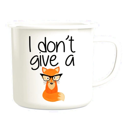Retreez I Don't Give a Fox 16 Oz Enamel Stainless Steel Metal Camping Campfire Coffee Mug Cup - Funny Sarcasm Sarcastic Motivational Inspirational birthday gift for friend coworker sister brother dad