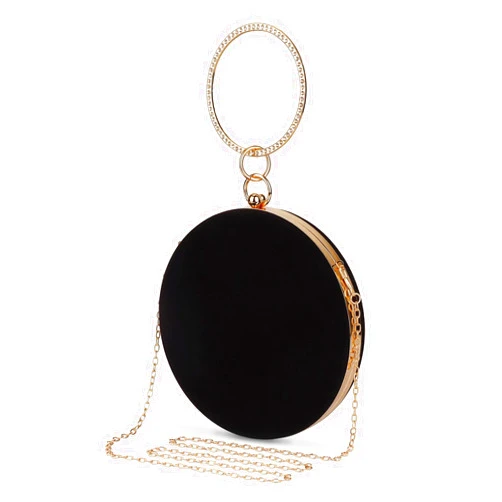 Selighting Round Velvet Clutch Purses for Women Evening Bags Formal Wedding Purse Prom Cocktail Party Clutch Hand Bag