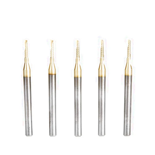 Amana Tool 51470-Z-5 5-Pack CNC SC Spiral O Single Flute Aluminum Cutting 1/16 D x 1/4 CH x 1/8 SHK x 1-1/2 Inch Long Up-Cut ZrN Coated Router Bits with Mirror Finish