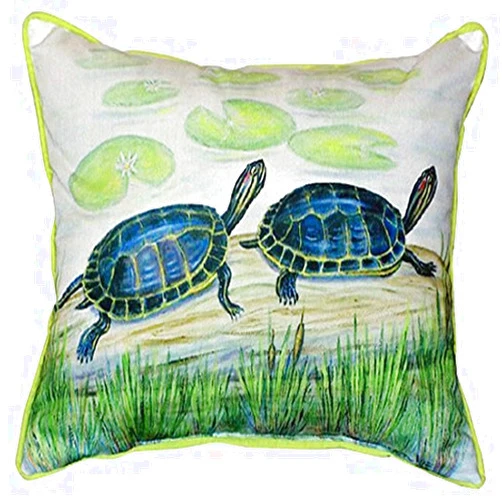 Betsy Drake Two Turtles Indoor/Outdoor Pillow, 16