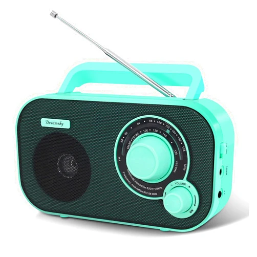 DreamSky AM FM Portable Radio Plug in Wall or Battery Operated for Home & Outdoor, Strong Reception, Large Dial Easy to Use, Transistor Antenna, Headphone Jack, Small Gifts for Seniors Elderly