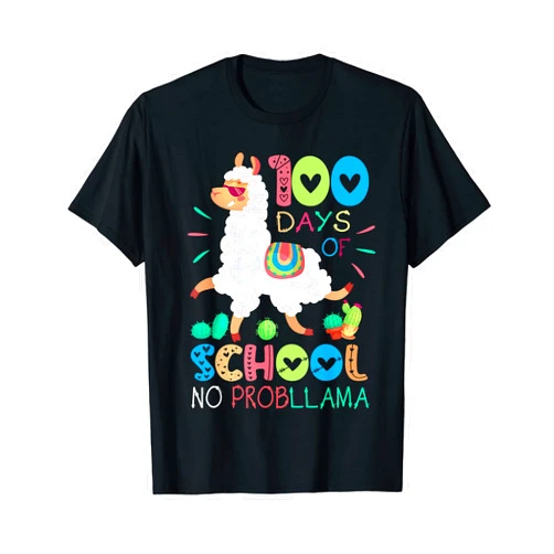 100th day of school No Prob Llama Happy 100th day Happy 100th day of school No Prob Llama 100 days Smarter Kid T-Shirt