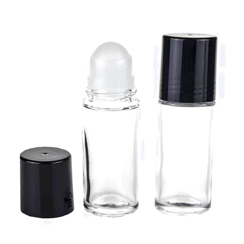 Con 2 Pcs 50ml/1.7oz Glass Deodorant Roller Bottle Empty Roll On Bottles Deodorant Containers DIY Rollerball Bottles For Sunscreen Moisturizer Cosmetics