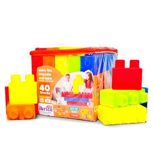 IBRICK Large Foam Rubber Building Blocks MAX 40 (30+10) Pieces. Creative, Educational, Safe and Fun Toy for Children