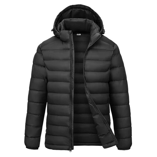 Rdruko Men's Puffer Jacket with Detachable Hood Lightweight Water Resistant Insulated Winter Puffy Coat