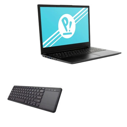 BoxWave Keyboard Compatible with System76 Pangolin (15 in) - MediaOne Keyboard with TouchPad, USB Fullsize Keyboard PC Wireless TrackPad - Jet Black