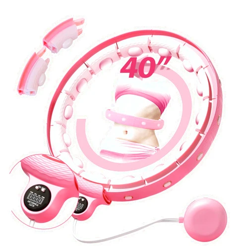 Humixx Infinity Hoop for Adult Weight Loss, 2 in 1 Smart Fitness Hoop with Counter & Detachable Knots, Weighted Exercise Fit Hoop Suitable for Women and Kids, Pink
